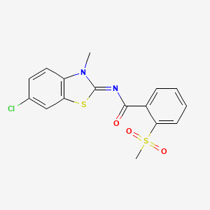 molecular formula C16H13ClN2O3S2 B2522149 (E)-N-(6-氯-3-甲基苯并[d]噻唑-2(3H)-亚甲基)-2-(甲基磺酰基)苯甲酰胺 CAS No. 896365-14-3