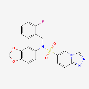 molecular formula C20H15FN4O4S B2522155 N-(1,3-Benzodioxol-5-yl)-N-(2-Fluorbenzyl)[1,2,4]triazolo[4,3-a]pyridin-6-sulfonamid CAS No. 1251607-96-1