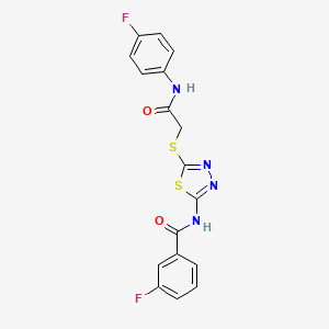 molecular formula C17H12F2N4O2S2 B2522156 3-fluoro-N-[5-[2-(4-fluoroanilino)-2-oxoethyl]sulfanyl-1,3,4-thiadiazol-2-yl]benzamide CAS No. 392297-68-6