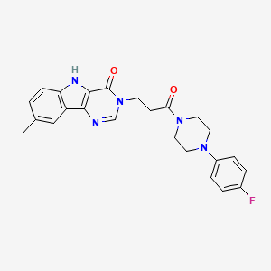 molecular formula C24H24FN5O2 B2522157 3-(3-(4-(4-fluorophenyl)piperazin-1-yl)-3-oxopropyl)-8-methyl-3H-pyrimido[5,4-b]indol-4(5H)-one CAS No. 1105247-54-8