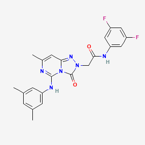 molecular formula C22H20F2N6O2 B2522160 N~1~-(3,5-difluorophenyl)-2-[5-(3,5-dimethylanilino)-7-methyl-3-oxo[1,2,4]triazolo[4,3-c]pyrimidin-2(3H)-yl]acetamide CAS No. 1251609-61-6