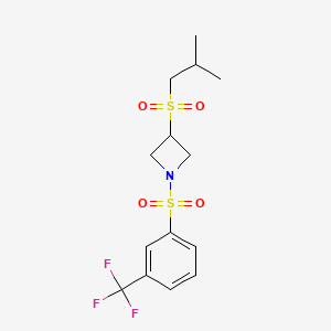 molecular formula C14H18F3NO4S2 B2522161 3-(Isobutylsulfonyl)-1-((3-(trifluoromethyl)phenyl)sulfonyl)azetidin CAS No. 1797697-03-0