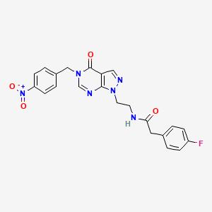 2-(4-fluorophenyl)-N-(2-(5-(4-nitrobenzyl)-4-oxo-4,5-dihydro-1H-pyrazolo[3,4-d]pyrimidin-1-yl)ethyl)acetamide