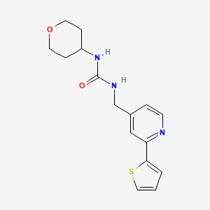 molecular formula C16H19N3O2S B2522178 1-(四氢-2H-吡喃-4-基)-3-((2-(噻吩-2-基)吡啶-4-基)甲基)脲 CAS No. 2034437-59-5