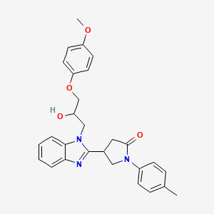 molecular formula C28H29N3O4 B2522179 4-{1-[2-hydroxy-3-(4-methoxyphenoxy)propyl]-1H-benzimidazol-2-yl}-1-(4-methylphenyl)pyrrolidin-2-one CAS No. 1018124-98-5