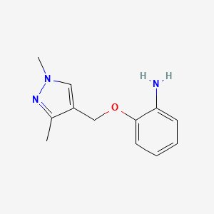 molecular formula C12H15N3O B2522183 2-[(1,3-二甲基-1H-吡唑-4-基)甲氧基]苯胺 CAS No. 1006467-29-3