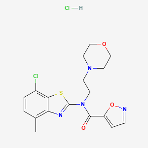 molecular formula C18H20Cl2N4O3S B2522191 N-(7-chloro-4-methylbenzo[d]thiazol-2-yl)-N-(2-morpholinoethyl)isoxazole-5-carboxamide hydrochloride CAS No. 1185062-02-5
