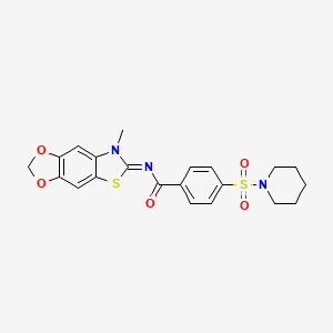 (E)-N-(7-methyl-[1,3]dioxolo[4',5':4,5]benzo[1,2-d]thiazol-6(7H)-ylidene)-4-(piperidin-1-ylsulfonyl)benzamide