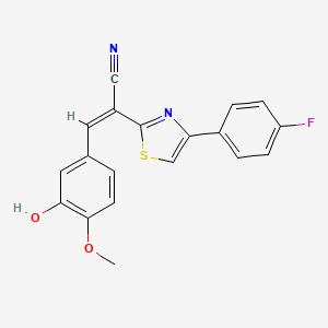 molecular formula C19H13FN2O2S B2522215 (Z)-2-(4-(4-氟苯基)噻唑-2-基)-3-(3-羟基-4-甲氧基苯基)丙烯腈 CAS No. 476671-38-2