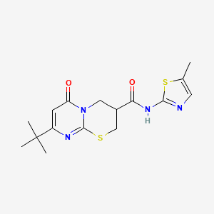 molecular formula C16H20N4O2S2 B2522231 8-(tert-butyl)-N-(5-methylthiazol-2-yl)-6-oxo-2,3,4,6-tetrahydropyrimido[2,1-b][1,3]thiazine-3-carboxamide CAS No. 1421516-75-7
