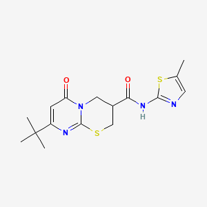 molecular formula C16H20N4O2S2 B2522231 8-(叔丁基)-N-(5-甲基噻唑-2-基)-6-氧代-2,3,4,6-四氢嘧啶并[2,1-b][1,3]噻嗪-3-羧酰胺 CAS No. 1421516-75-7