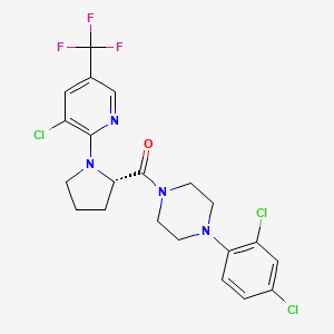 molecular formula C21H20Cl3F3N4O B2522236 {1-[3-Chloro-5-(trifluoromethyl)-2-pyridinyl]-2-pyrrolidinyl}[4-(2,4-dichlorophenyl)piperazino]methanone CAS No. 2085690-54-4