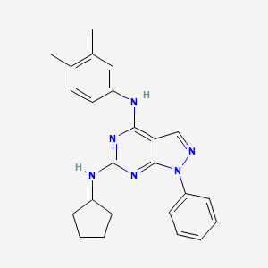 molecular formula C24H26N6 B2522246 N~6~-cyclopentyl-N~4~-(3,4-dimethylphenyl)-1-phenyl-1H-pyrazolo[3,4-d]pyrimidine-4,6-diamine CAS No. 955337-88-9