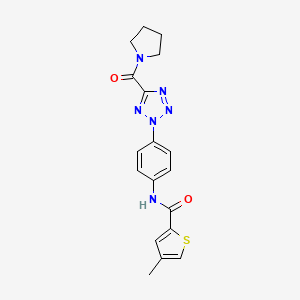 molecular formula C18H18N6O2S B2522247 4-甲基-N-(4-(5-(吡咯烷-1-羰基)-2H-四唑-2-基)苯基)噻吩-2-甲酰胺 CAS No. 1396682-37-3