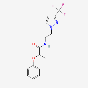 molecular formula C15H16F3N3O2 B2522248 2-fenoxi-N-(2-(3-(trifluorometil)-1H-pirazol-1-il)etil)propanamida CAS No. 1448125-86-7