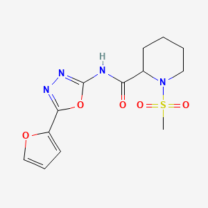 molecular formula C13H16N4O5S B2522258 N-(5-(furan-2-yl)-1,3,4-oxadiazol-2-yl)-1-(methylsulfonyl)piperidine-2-carboxamide CAS No. 1213990-35-2