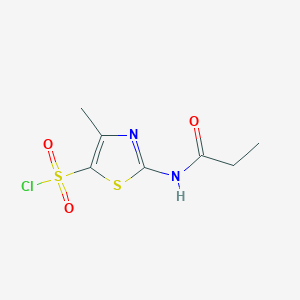 molecular formula C7H9ClN2O3S2 B2522259 4-Methyl-2-propanamido-1,3-thiazole-5-sulfonyl chloride CAS No. 1291490-19-1