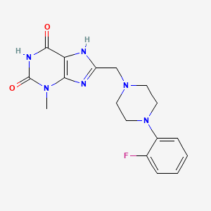 molecular formula C17H19FN6O2 B2522265 8-[[4-(2-氟苯基)哌嗪-1-基]甲基]-3-甲基-7H-嘌呤-2,6-二酮 CAS No. 838881-24-6