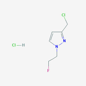 molecular formula C6H9Cl2FN2 B2522270 3-(Chloromethyl)-1-(2-fluoroethyl)-1H-pyrazole hydrochloride CAS No. 2193068-03-8
