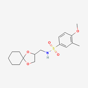 molecular formula C17H25NO5S B2522275 N-(1,4-dioxaspiro[4.5]decan-2-ylmethyl)-4-methoxy-3-methylbenzenesulfonamide CAS No. 941995-87-5