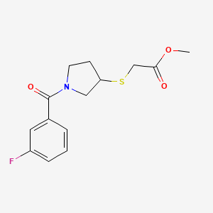 molecular formula C14H16FNO3S B2522277 Methyl 2-((1-(3-fluorobenzoyl)pyrrolidin-3-yl)thio)acetate CAS No. 2034471-81-1