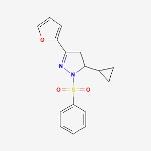 5-cyclopropyl-3-(furan-2-yl)-1-(phenylsulfonyl)-4,5-dihydro-1H-pyrazole