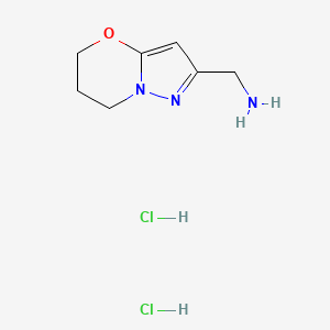 molecular formula C7H13Cl2N3O B2522279 {5H,6H,7H-pyrazolo[3,2-b][1,3]oxazin-2-yl}methanamine dihydrochloride CAS No. 1808770-39-9