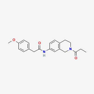 molecular formula C21H24N2O3 B2522285 2-(4-methoxyphenyl)-N-(2-propionyl-1,2,3,4-tetrahydroisoquinolin-7-yl)acetamide CAS No. 955636-59-6