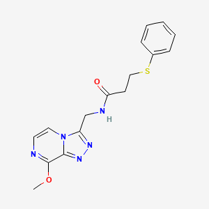molecular formula C16H17N5O2S B2522290 N-((8-甲氧基-[1,2,4]三唑并[4,3-a]哒嗪-3-基)甲基)-3-(苯硫基)丙酰胺 CAS No. 2034414-65-6