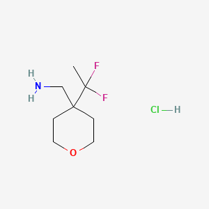 molecular formula C8H16ClF2NO B2522292 [4-(1,1-Difluoroethyl)oxan-4-yl]methanamine hydrochloride CAS No. 2172602-36-5