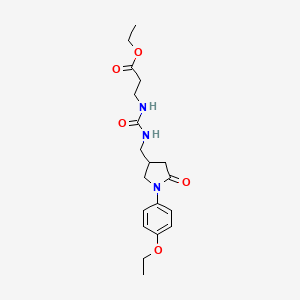 molecular formula C19H27N3O5 B2522298 Ethyl 3-(3-((1-(4-ethoxyphenyl)-5-oxopyrrolidin-3-yl)methyl)ureido)propanoate CAS No. 955236-63-2
