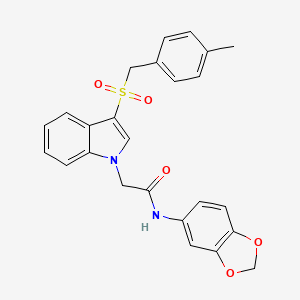 molecular formula C25H22N2O5S B2522300 N-(benzo[d][1,3]dioxol-5-yl)-2-(3-((4-methylbenzyl)sulfonyl)-1H-indol-1-yl)acetamide CAS No. 898408-68-9