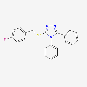 molecular formula C21H16FN3S B2522310 4,5-diphenyl-4H-1,2,4-triazol-3-yl 4-fluorobenzyl sulfide CAS No. 452949-88-1