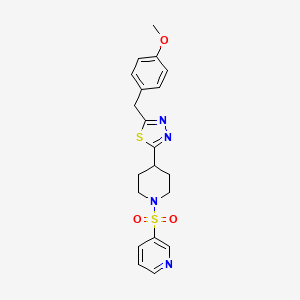 molecular formula C20H22N4O3S2 B2522316 2-(4-Methoxybenzyl)-5-(1-(pyridin-3-ylsulfonyl)piperidin-4-yl)-1,3,4-thiadiazole CAS No. 1170603-92-5