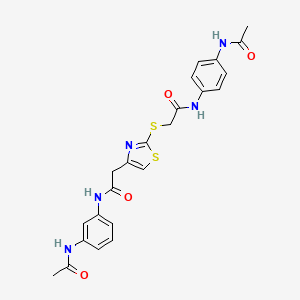 N-(4-acetamidophenyl)-2-((4-(2-((3-acetamidophenyl)amino)-2-oxoethyl)thiazol-2-yl)thio)acetamide