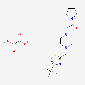 molecular formula C20H32N4O5S B2522330 2-(4-((4-(Tert-butyl)thiazol-2-yl)methyl)piperazin-1-yl)-1-(pyrrolidin-1-yl)ethanone oxalate CAS No. 1351633-23-2