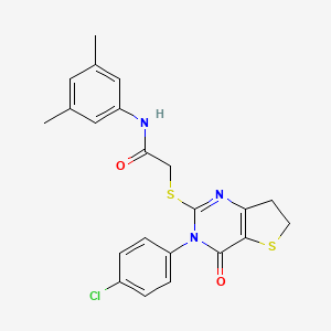 2-[[3-(4-chlorophenyl)-4-oxo-6,7-dihydrothieno[3,2-d]pyrimidin-2-yl]sulfanyl]-N-(3,5-dimethylphenyl)acetamide