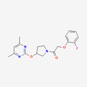 molecular formula C18H20FN3O3 B2522351 1-(3-((4,6-Dimethylpyrimidin-2-yl)oxy)pyrrolidin-1-yl)-2-(2-fluorophenoxy)ethanone CAS No. 2034388-86-6