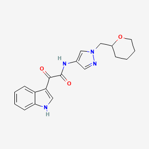 2-(1H-indol-3-yl)-2-oxo-N-(1-((tetrahydro-2H-pyran-2-yl)methyl)-1H-pyrazol-4-yl)acetamide