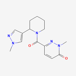 molecular formula C15H19N5O2 B2522354 2-methyl-6-(2-(1-methyl-1H-pyrazol-4-yl)piperidine-1-carbonyl)pyridazin-3(2H)-one CAS No. 1945653-53-1