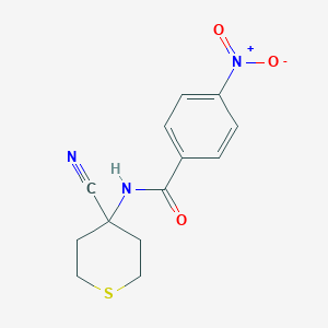 molecular formula C13H13N3O3S B2522360 N-(4-cyanothian-4-yl)-4-nitrobenzamide CAS No. 1444681-69-9