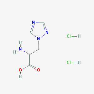 molecular formula C5H10Cl2N4O2 B2522373 1-(1H-1,2,4-トリアゾール-1-イル)-3-アミノプロパン酸二塩酸塩 CAS No. 2095409-16-6