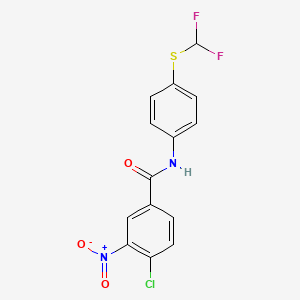 molecular formula C14H9ClF2N2O3S B2522380 4-chloro-N-{4-[(difluoromethyl)sulfanyl]phenyl}-3-nitrobenzamide CAS No. 301235-01-8