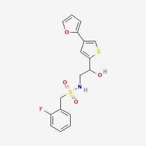 molecular formula C17H16FNO4S2 B2522382 1-(2-Fluorophenyl)-N-[2-[4-(furan-2-yl)thiophen-2-yl]-2-hydroxyethyl]methanesulfonamide CAS No. 2379985-19-8