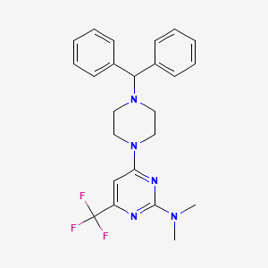 molecular formula C24H26F3N5 B2522386 4-(4-benzhydrylpiperazino)-N,N-dimethyl-6-(trifluoromethyl)-2-pyrimidinamine CAS No. 339105-18-9