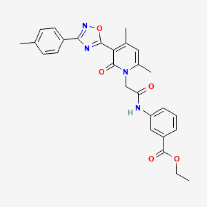 ethyl 3-({[4,6-dimethyl-3-[3-(4-methylphenyl)-1,2,4-oxadiazol-5-yl]-2-oxopyridin-1(2H)-yl]acetyl}amino)benzoate