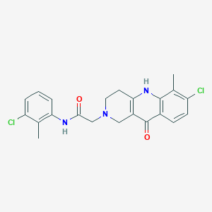 molecular formula C22H21Cl2N3O2 B2522391 N-(3-氯-2-甲基苯基)-2-(7-氯-6-甲基-10-氧代-3,4-二氢苯并[b][1,6]萘啶-2(1H,5H,10H)-基)乙酰胺 CAS No. 1251613-10-1