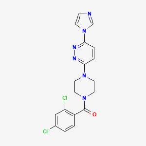molecular formula C18H16Cl2N6O B2522395 (4-(6-(1H-imidazol-1-yl)pyridazin-3-yl)piperazin-1-yl)(2,4-dichlorophenyl)methanone CAS No. 1705029-22-6