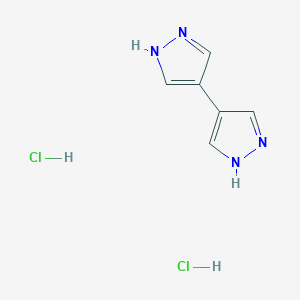 molecular formula C6H8Cl2N4 B2522404 4-(1H-Pyrazol-4-yl)-1H-pyrazole;dihydrochloride CAS No. 1141886-18-1