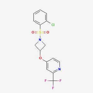 molecular formula C15H12ClF3N2O3S B2522405 4-[1-(2-Chlorophenyl)sulfonylazetidin-3-yl]oxy-2-(trifluoromethyl)pyridine CAS No. 2380166-93-6